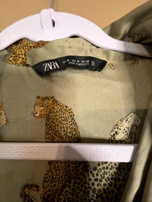 Zara Long Sleeve Satin Button-Down Shirt with Leopard Print thumbnail 2