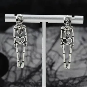 Silver Color Skeleton Earrings thumbnail 2