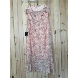 NWT Lulus Cherished Sweetheart Dusty Pink Floral Bustier Midi Dress Resort Sz M thumbnail 9