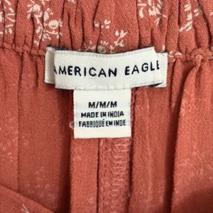 American Eagle Terracotta Orange Floral Wide Leg Crop Pants Medium Viscose thumbnail 5