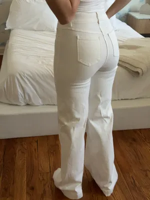 Spanx Jeans White Pull-On Flare High-Rise thumbnail 3