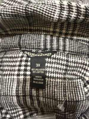 Millenium Plus Size 3X Autumn Essential Black & White Plaid Button thumbnail 8