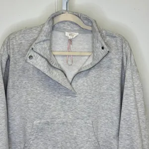 Hippie Rose Heather Gray Quarter Snap Mock Neck Sweatshirt‎ Medium Athleisure thumbnail 7