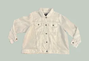 Jones & Co Jones New York White 100% Linen Trucker Jacket Womens 1X Plus Size thumbnail 1