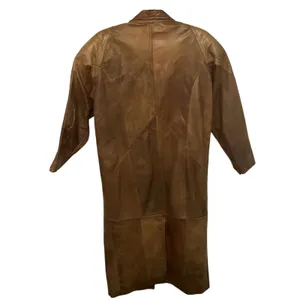 Women's Leather Trench Coat Laurice Vintage 80-90s Brown Pads Size Small Korea thumbnail 2