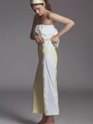 Maeve Colette Two-Tone Yellow and White‎ Cropped daisy Wide-Leg Pants 26 thumbnail 2