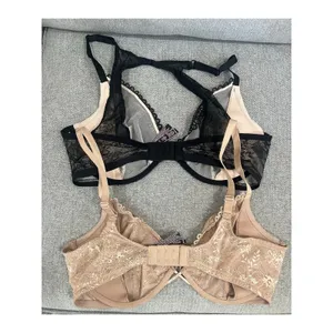 Victoria Secret Set of‎ 2 Unlined Plunge Lace Bra Black & Tan Lingerie 38DD thumbnail 4
