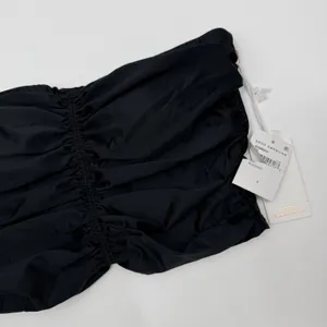Good American Bikini Top SZ Medium Satin Swim Ruched Crop Bandeau Black NWT Swim thumbnail 6