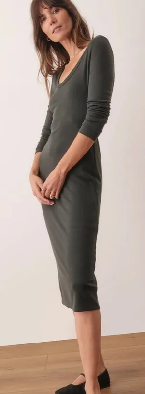 Marine layer Lexi Rib Long Sleeve Midi Dress size xs Double line thumbnail 1