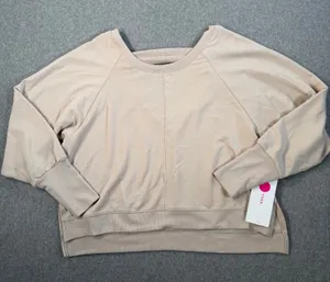 Yogalicious Stephanie Hi-Low Sweatshirt Women's Small Beige New Pullover thumbnail 1