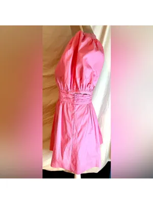 French Connection Rhodes Poplin Vneck Mini Dress Morning Glory Pink Sz 2 thumbnail 6