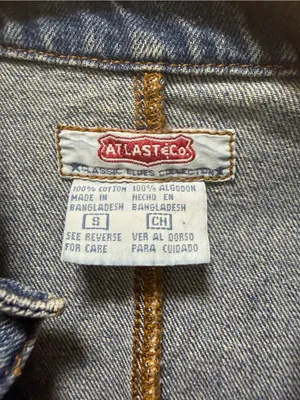 Vintage Military-Inspired Blue Denim Vest with Black Trim thumbnail 2