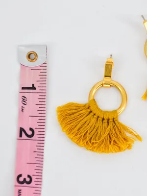 Madewell Tassel Statement Earrings in Mustard Yellow & Gold thumbnail 5