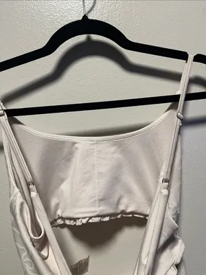 LOVESHACKFANCY Ergo Bow Jacquard Active Cutout Tennis Dress White, Size M thumbnail 10
