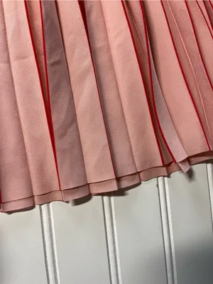 Stradivarius Pink Red Colorblock Pleated Midi Skirt Womens Large Accordion Lined thumbnail 4