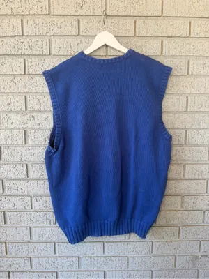 Polo by Ralph Lauren Blue V-Neck Knit Sweater Vest Size Large Old Money Preppy thumbnail 5