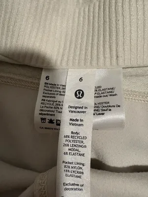 Lululemon Brushed Softstreme Ribbed Zip Flared Pant Size 6 Bone thumbnail 6