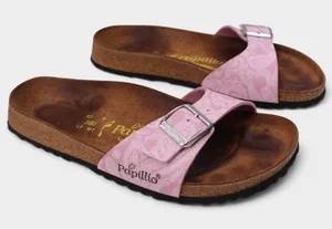 Birkenstock Papillio Madrid Womens 9 Narrow Pink Paisley Cork Slide Sandals thumbnail 1