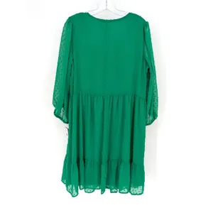 52Seven Babydoll Dress Women 1X Green Swiss Dot Tiered Boho Feminine Romantic thumbnail 10