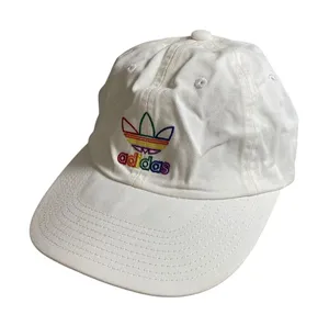 Adidas Unisex White Rainbow Pride Relaxed Logo Strapback Baseball Cap Hat OS thumbnail 1