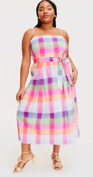Kate Spade New York Target Plaid Midi Dress‎ XXS Multi Color Seersucker Pockets thumbnail 1