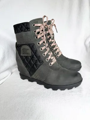 Sorel Womens Size 10.5 Lexie Wedge Felt Boots Camp-Dark Slate thumbnail 9
