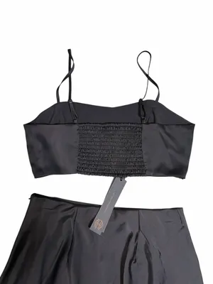 NWT House of Harlow 1960 Black Satin Crop Top Maxi Skirt 2 Piece Set Size Small thumbnail 14