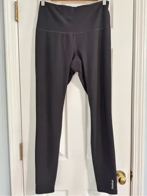 Reebok Black High Rise Athletic Leggings Large Compression Workout Yoga Pants thumbnail 2
