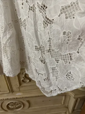 KARINA GRIMALDI 100% Cotton White Lace Tiered Eyelet Maxi Skirt Size Small thumbnail 7