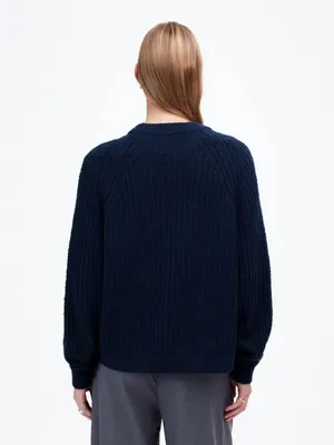 Madewell Ribbed Cotton Wool Blend Sweater XS Deep Indigo Navy thumbnail 8