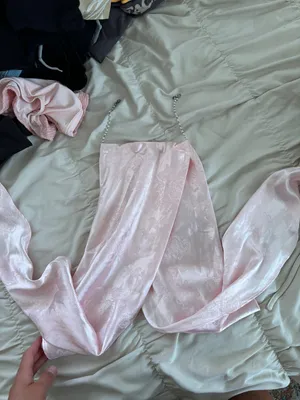 Light Pink Silk Halter Crop Size XS thumbnail 3