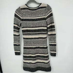 Hollister Long Sleeve Sweater Dress S Black White Fair Isle Boho Cabincore Fall thumbnail 3