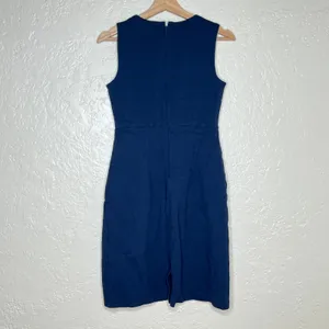 Lands' End Women's Navy‎ Blue Sheath Ponte Knit Sleeveless Dress Size 4 thumbnail 4