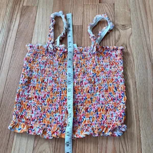 Old Navy Crop Top Womens Small Floral Print Pink Orange Smocked Sleeveless Ladie thumbnail 3