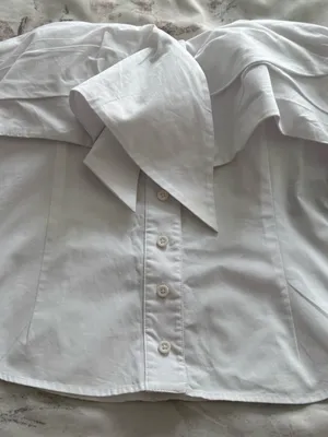 RTA Leia Strapless White cotton Tie-Front button up Bustier Top blouse, size S thumbnail 13