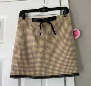 Y2K Gingham Satin Bow Plaid Lace Trim Mini Skirt thumbnail 1