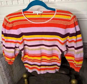 English Factory Striped Puff Sleeve Sweater Large thumbnail 1