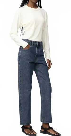 Uniqlo U High Rise Regular Jeans NWT Blue 23inch thumbnail 1