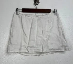 Ginski White Linen Mini Skirt Womens Size‎ Small High Waisted A-Line Minimalist thumbnail 1