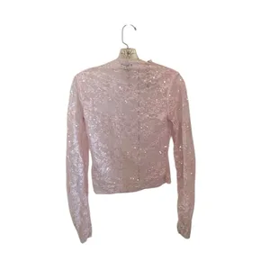 Wild Fable Pastel lace Sheer long-sleeve sequin mock neck coquette girl fairy thumbnail 5