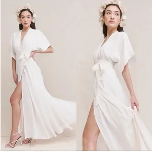 Reformation‎ Winslow Wrap Dress White Ivory Size S thumbnail 3