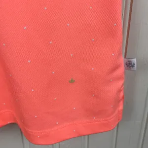 Lady Hagen Women's V-neck Golf Tank Top Size Medium Neon Orange Polka Dot Logo thumbnail 6