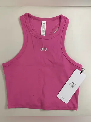 Alo NWT Aspire Tank Top Ribbed Cropped Paradise Pink Size S thumbnail 5