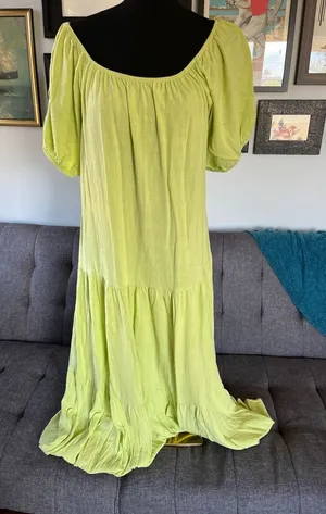 Lisa Says Gah Lime Tiered Maxi Dress size L thumbnail 1