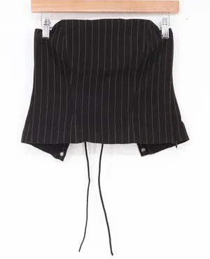 Edikted Black Pinstripe Strapless Lace Up Corset Top XS thumbnail 1