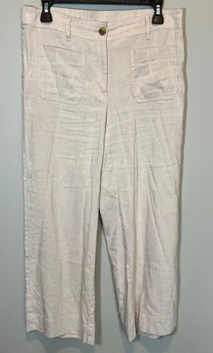 J. Jill Linen Stretch Wide Leg Pants Oatmeal Beige Women Small Pockets Elastic thumbnail 1