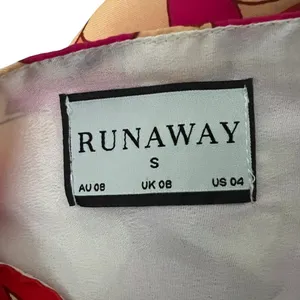 Runaway Tammy Floral Halter Mini Dress Red Pink Satin Ruched Open Back SizeS thumbnail 6