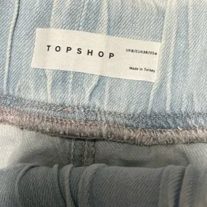 Topshop Light Wash Denim Pull On Elastic High Waist Retro Jort Shorts Size 4 thumbnail 5