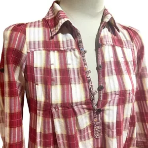 Free People Plaid Matador Tunic Top with Pockets 0 thumbnail 2
