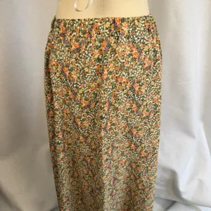 Floral Maxi Skirt Orange Green Purple Elastic Waist Cottagecore‎ Small thumbnail 5
